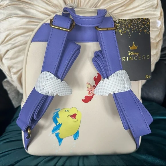 Disney Ariel The Little Mermaid Floral Mini Loungefly Backpack: NWT - Picture 5 of 10